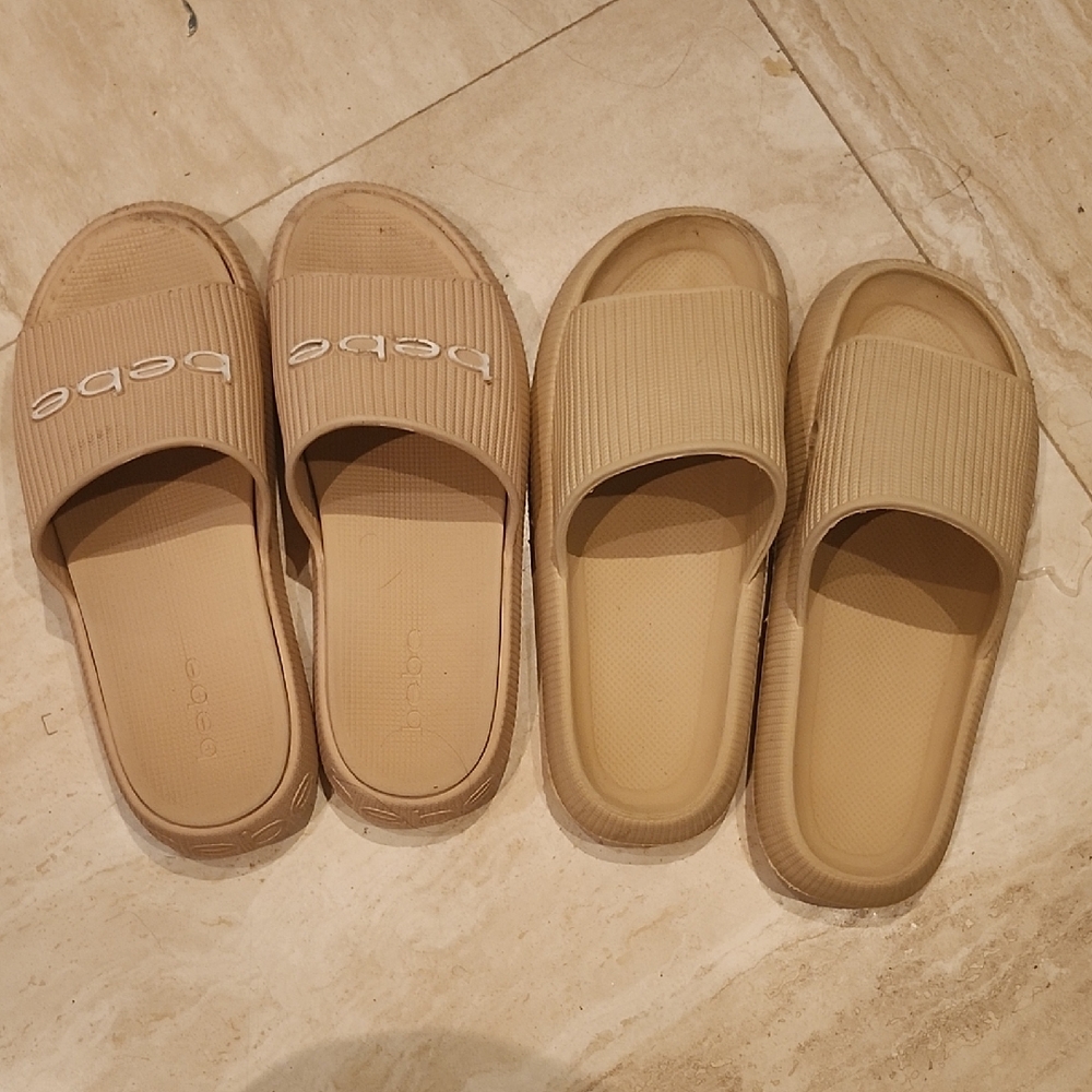 bebe Beige Slide Sandals